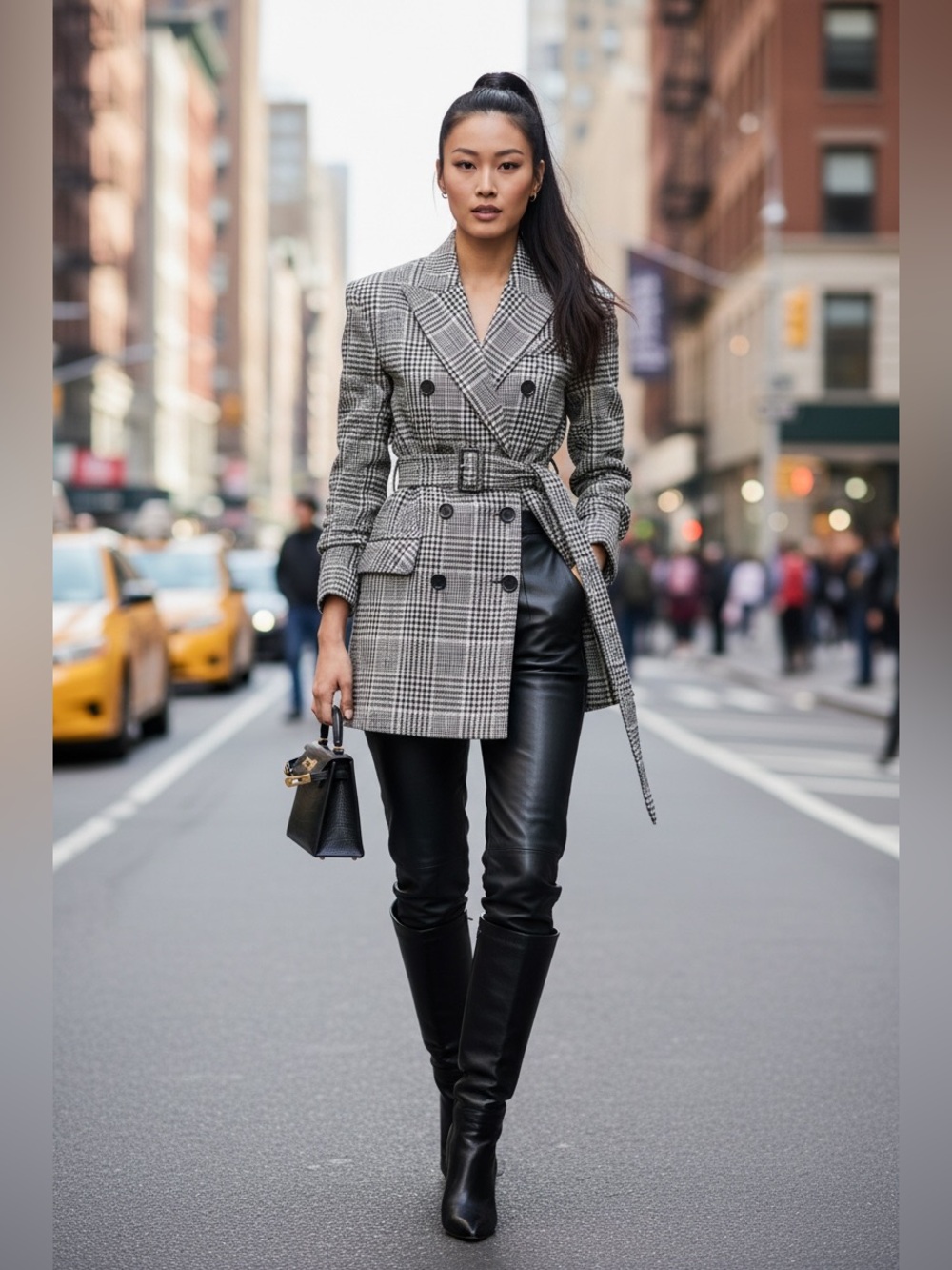Veronica Beard Augusta Dickey Coat Dress Black White Check Plaid 6